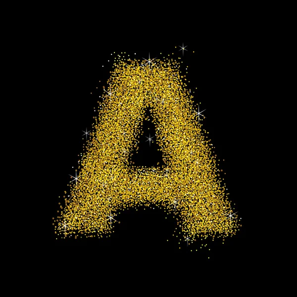 Tipo di carattere Gold dust letter A — Vettoriale Stock