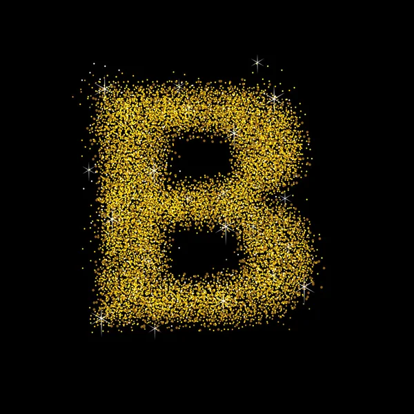 Goud stof lettertype type letter B — Stockvector