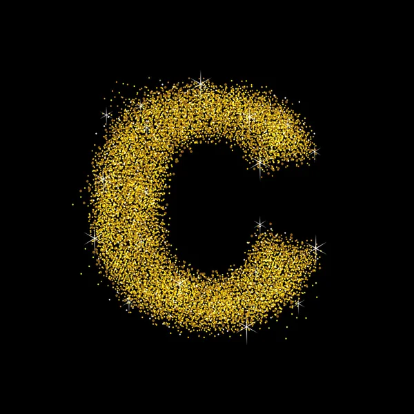 Altın tozu yazı tipi türü harf C — Stok Vektör