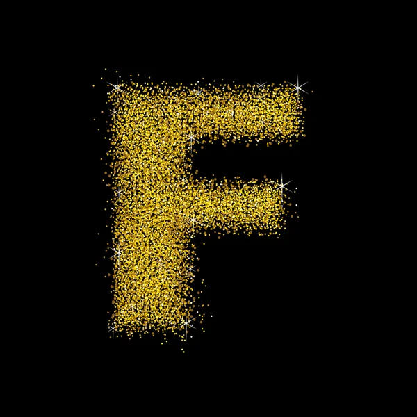 Altın tozu yazı tipi türü harf F — Stok Vektör