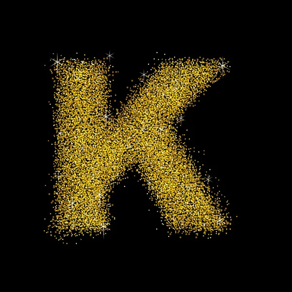 Pył złota Czcionka typu literę K — Wektor stockowy