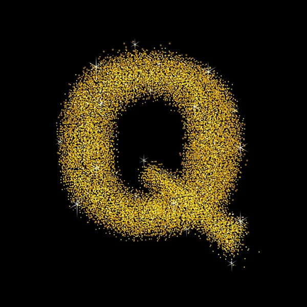 Gold dust betűkészlet típus levél Q — Stock Vector