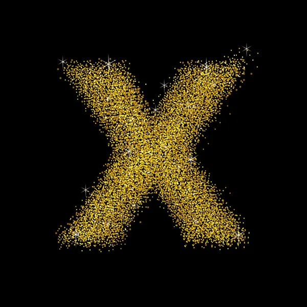 Gold dust font type letter X — Stock Vector