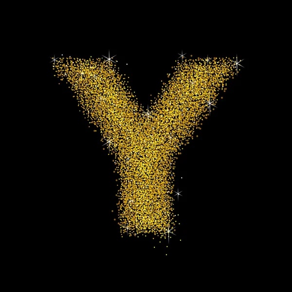 Goud stof lettertype type letter Y — Stockvector