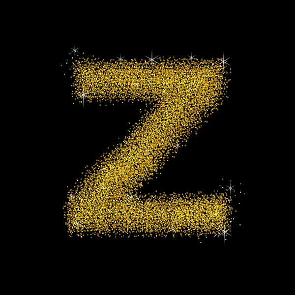 Gold dust font type letter Z — Stock Vector