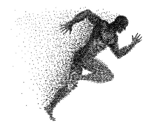 A sprinter made from small dots