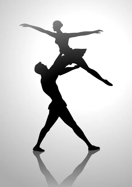 Illustrazione silhouette di un balletto danzante di coppia — Vettoriale Stock