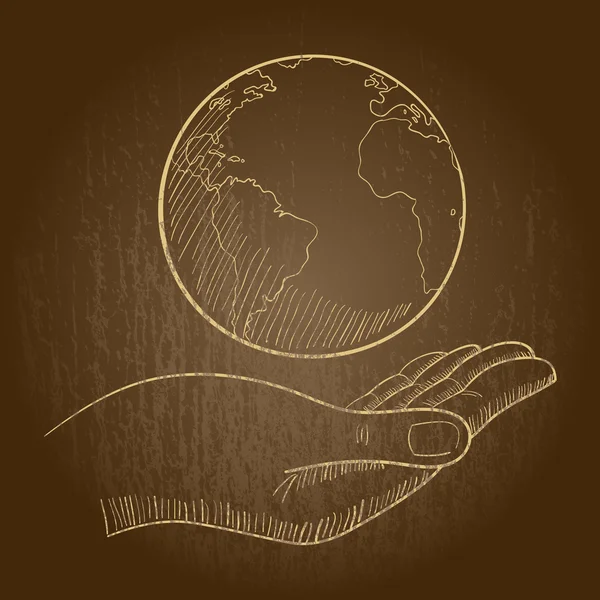 Illustration d'une main tenant un globe — Image vectorielle