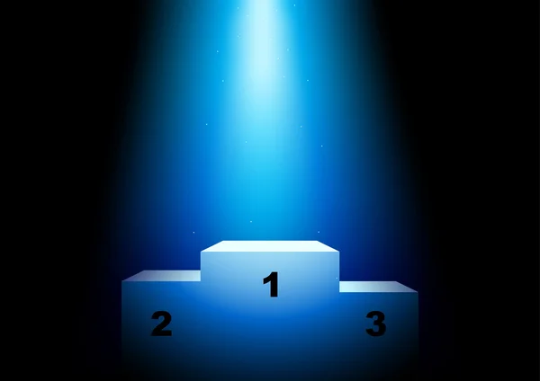 Győztes dobogó kék fényben — Stock Vector