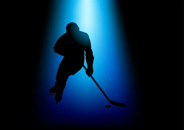 Silhouette illustration of a hockey player — Stock Vector