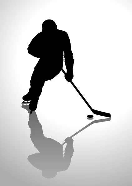 Силуэт-иллюстрация хоккеиста — стоковый вектор