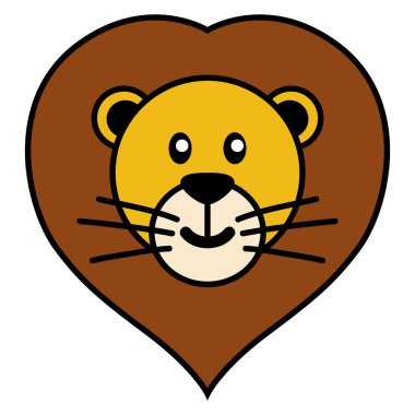 Sevimli aslan basit çizgi film