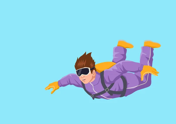 Cartoon illustration of a man sky diving — Stock Vector