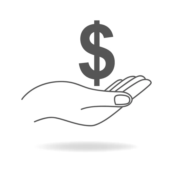 Hand met een valutasymbool dollar — Stockvector