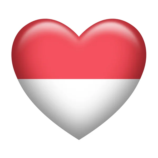 Indonesia o Mónaco Insignia Forma de Corazón —  Fotos de Stock