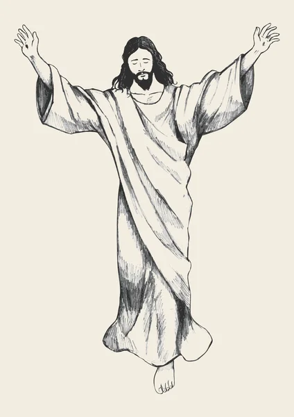 Esbozo de la Ascensión de Jesucristo — Vector de stock