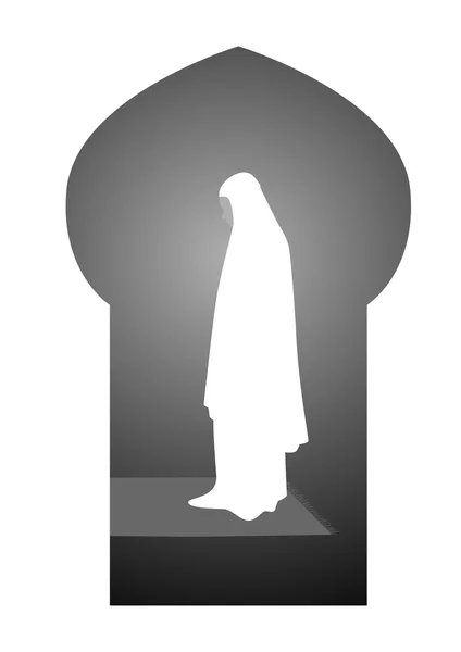Grafica semplice di una donna musulmana che prega — Vettoriale Stock