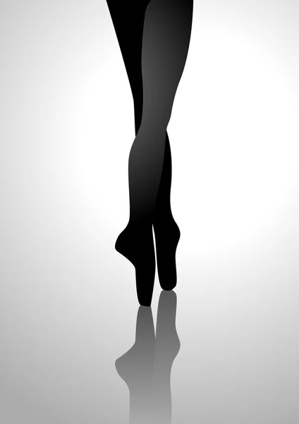 Silhouette illustration of a ballerina's feet — Stock Vector
