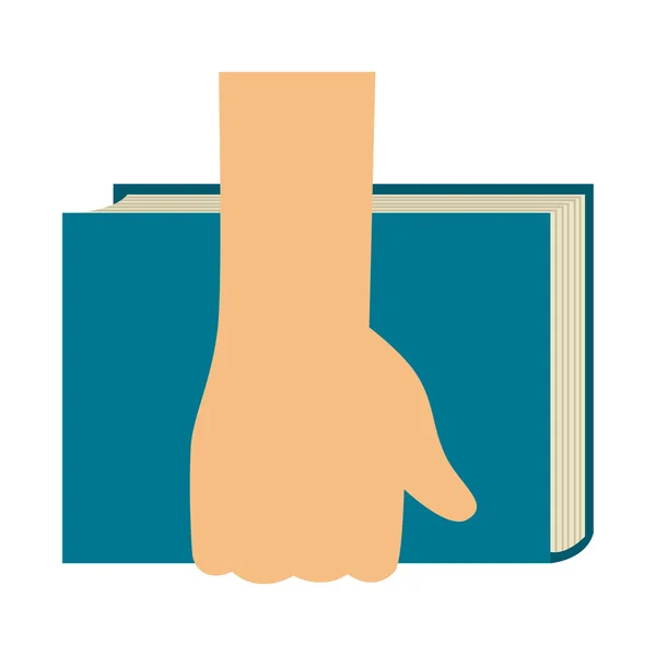 Hand holding a book icon — Stock Vector