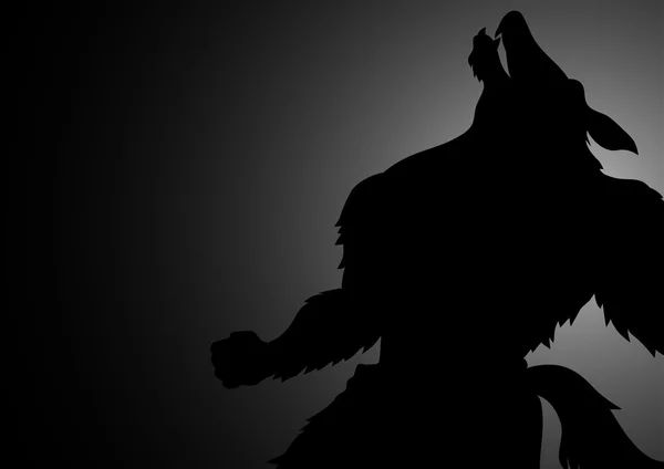 Illustration en silhouette de loup-garou hurlant — Image vectorielle