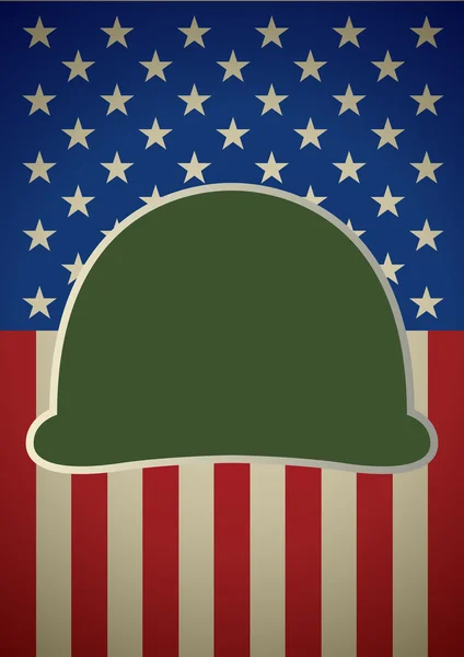 Ícone do capacete militar na bandeira dos EUA — Vetor de Stock