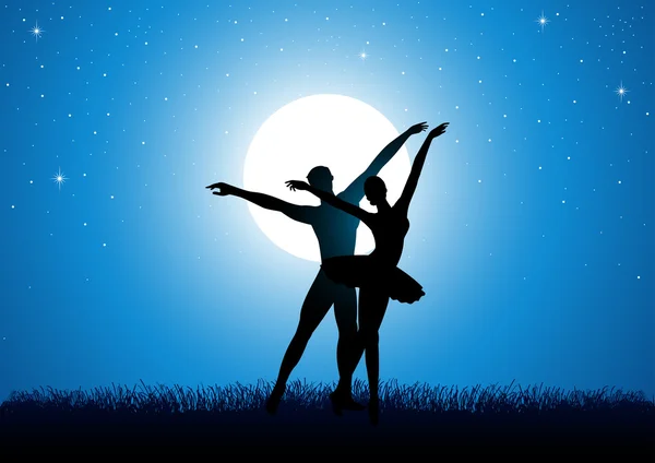 Illustrazione silhouette di un balletto danzante di coppia — Vettoriale Stock