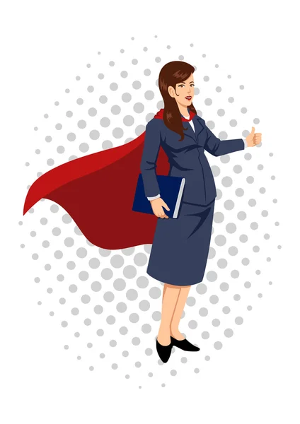 Illustration de bande dessinée d'une super femme d'affaires — Image vectorielle
