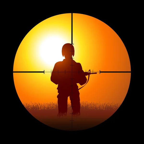 Soldier Being Targeted By A Sniper — Stock Vector