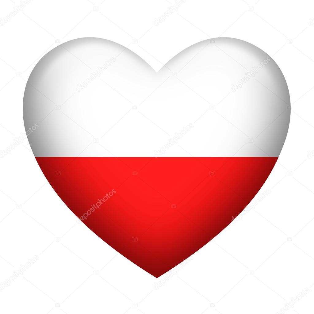 Heart shape of Poland insignia isolated on white
