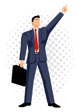 Yukarı dönük evrak çantası ile işadamı