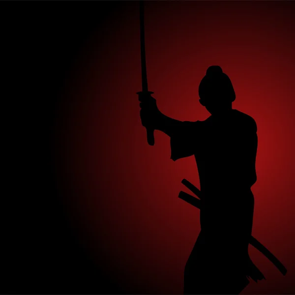 Illustrazione della silhouette di un samurai — Vettoriale Stock