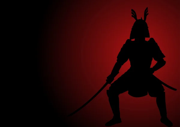 Illustrazione silhouette di un Samurai corazzato — Vettoriale Stock