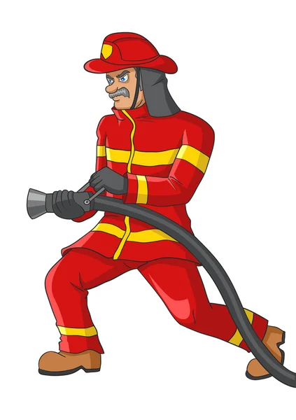 Ilustración de un bombero senior — Vector de stock