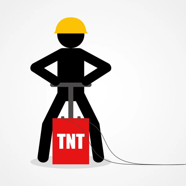 Stick figure detonating a TNT — Stock Vector