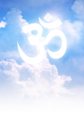 Hinduizm bulutlar üzerinde Aum veya Om sembolü