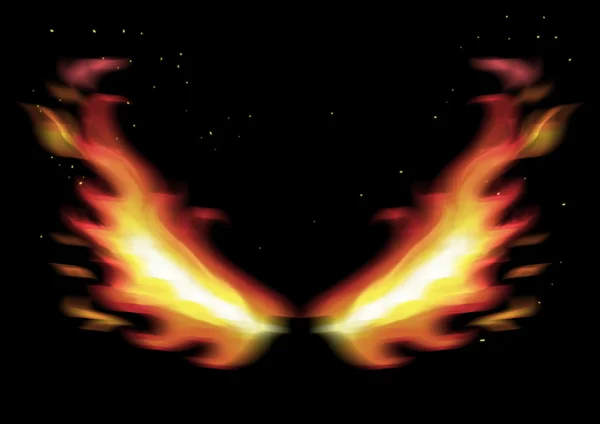 Illustration of fire wings on dark background — Stock Photo, Image