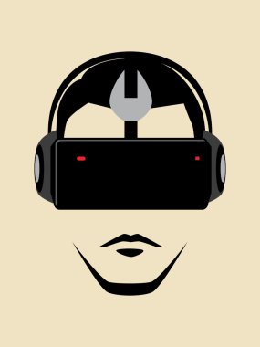 Sanal gerçeklik giyen adam gözlük