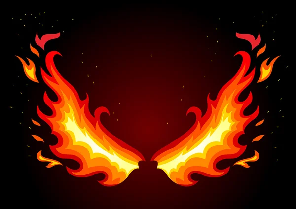 Огненные крылья на темном фоне — стоковый вектор