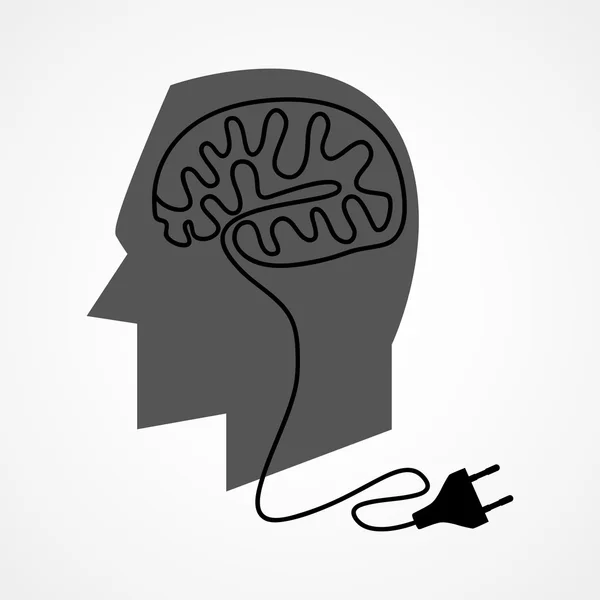 Güç kablosu bir insan beyni oluşturan — Stok Vektör