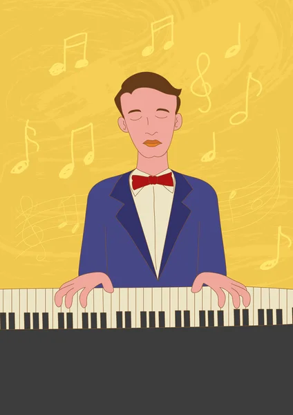 Inocente ilustração de arte de um pianista —  Vetores de Stock