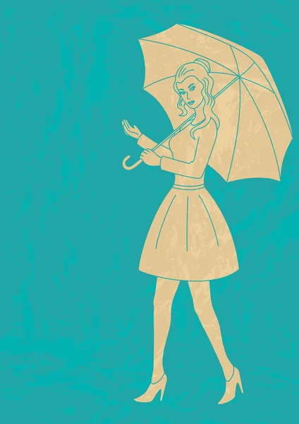 Chica bonita con paraguas — Archivo Imágenes Vectoriales