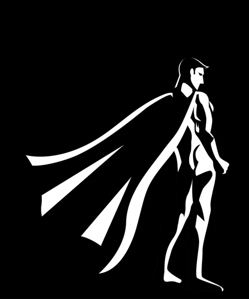 Black and white illustration of a superhero — Stock Vector