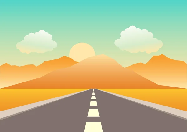 Empty road heading to the mountains — Stock Vector