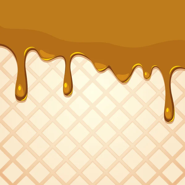 Melting caramel on wafer texture — Stock Vector