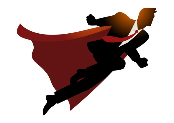 Hombre de negocios como superhéroe volando rápido — Vector de stock