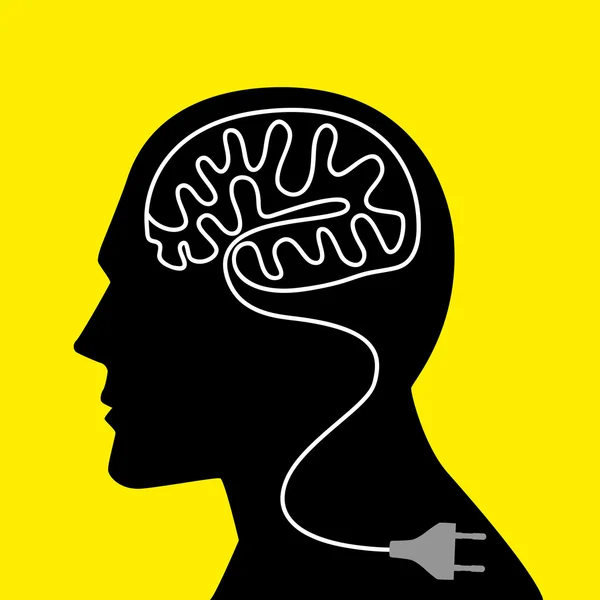 Güç kablosu bir insan beyni oluşturan — Stok Vektör