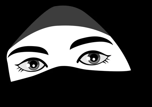 Türban veya niqab giyen Müslüman kadın — Stok Vektör