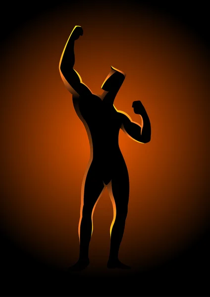 健美运动员姿势的剪影插图 — 图库矢量图片