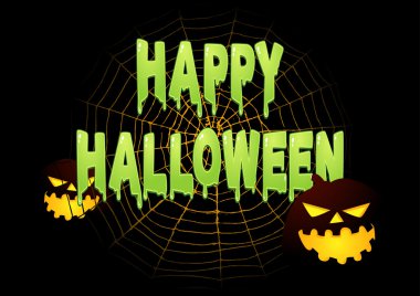 Cadılar Bayramı dekorasyonu ile yapışkan mutlu Halloween Metin