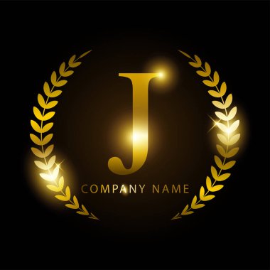 Premium marka kimliği ya da etiketi için lüks altın harfli J harfi. Vektör illüstrasyonu